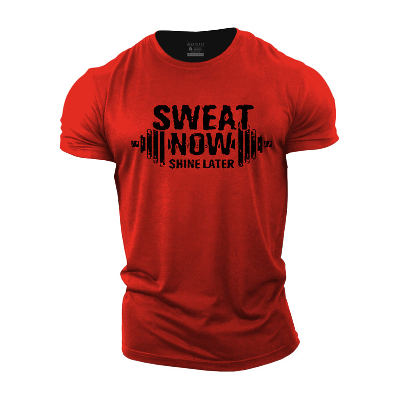 Cotton Sweat Now Shine Later Graphic Men's Fitness T-shirts