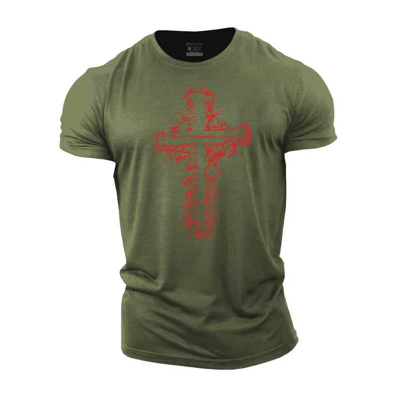 T-shirts d'entraînement en coton de la Croix-Rouge pour hommes