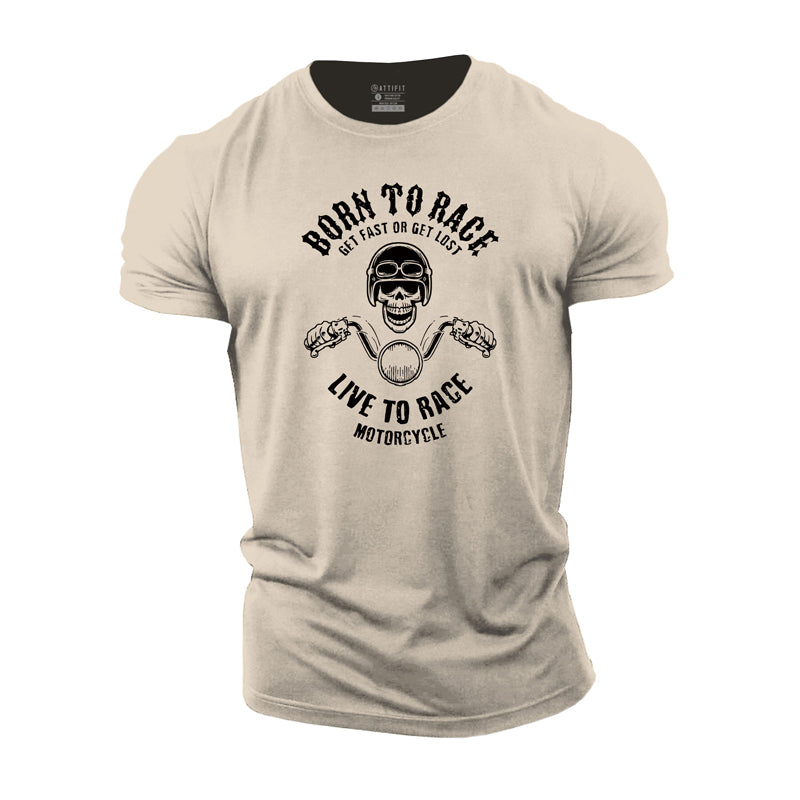 Cotton Motorcycle Ride To Live Graphic Men's T-shirts