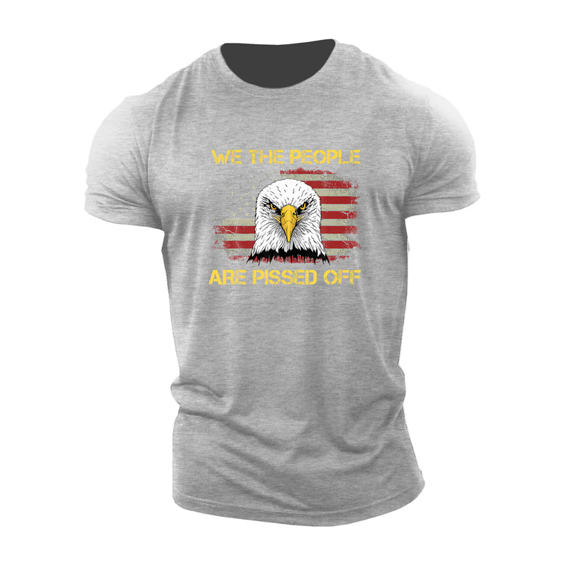 Cotton Eagle And Flag Graphic T-shirts