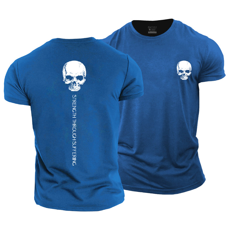 Cotton Strength Skull Graphic Men's T-shirts