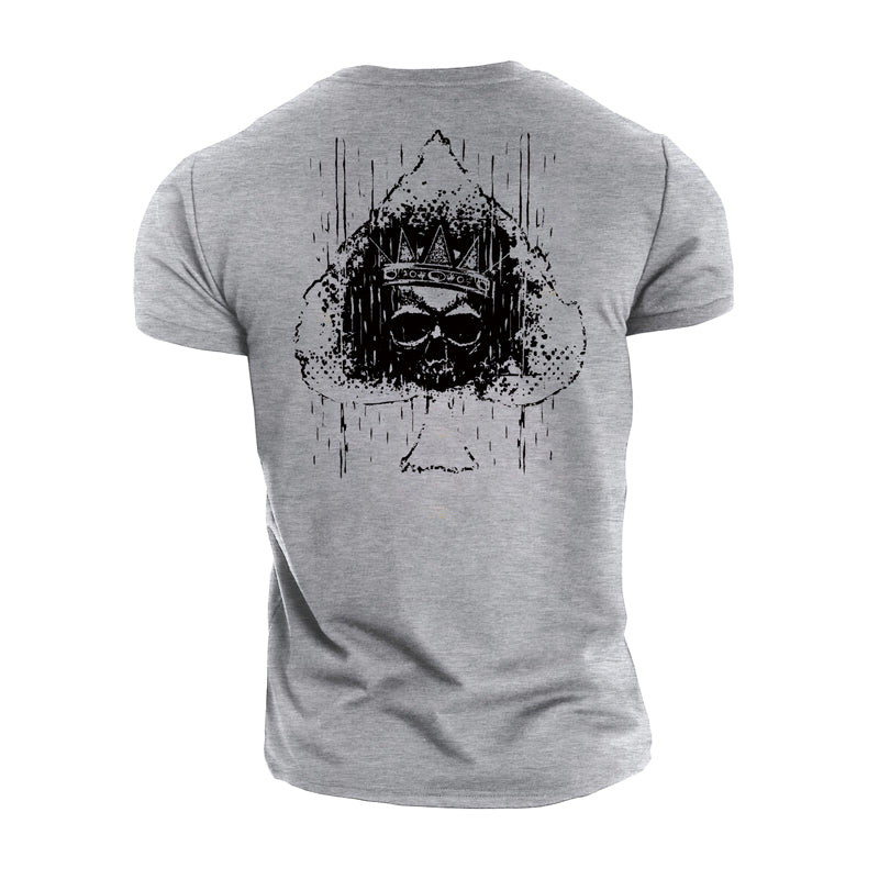 Cotton Spades Skull Graphic Men's T-shirts
