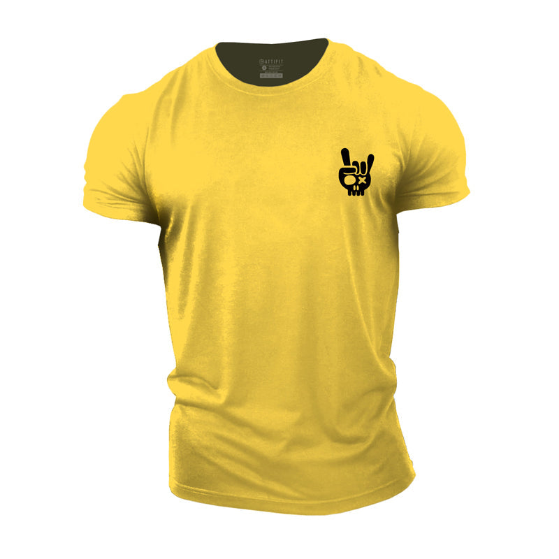 Cotton Rocking Skull Graphic Fitness Men's T-shirts