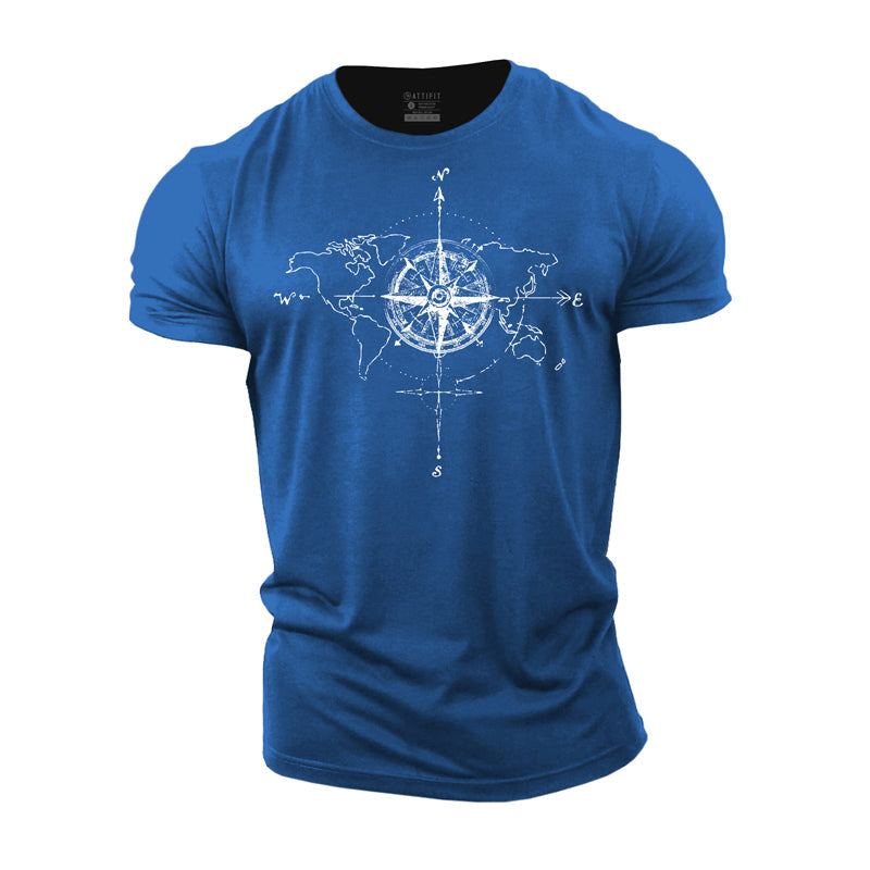 Herren-T-Shirts mit Kompass-Grafik aus Baumwolle
