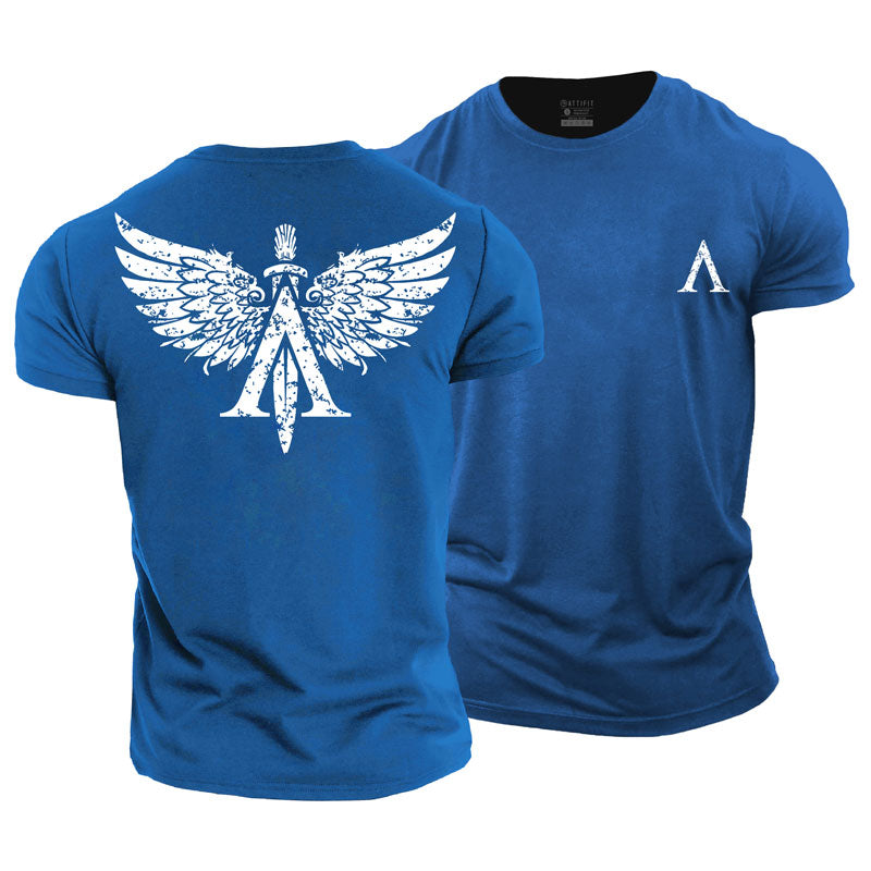 T-shirts en coton avec graphisme Spartan Wings pour hommes