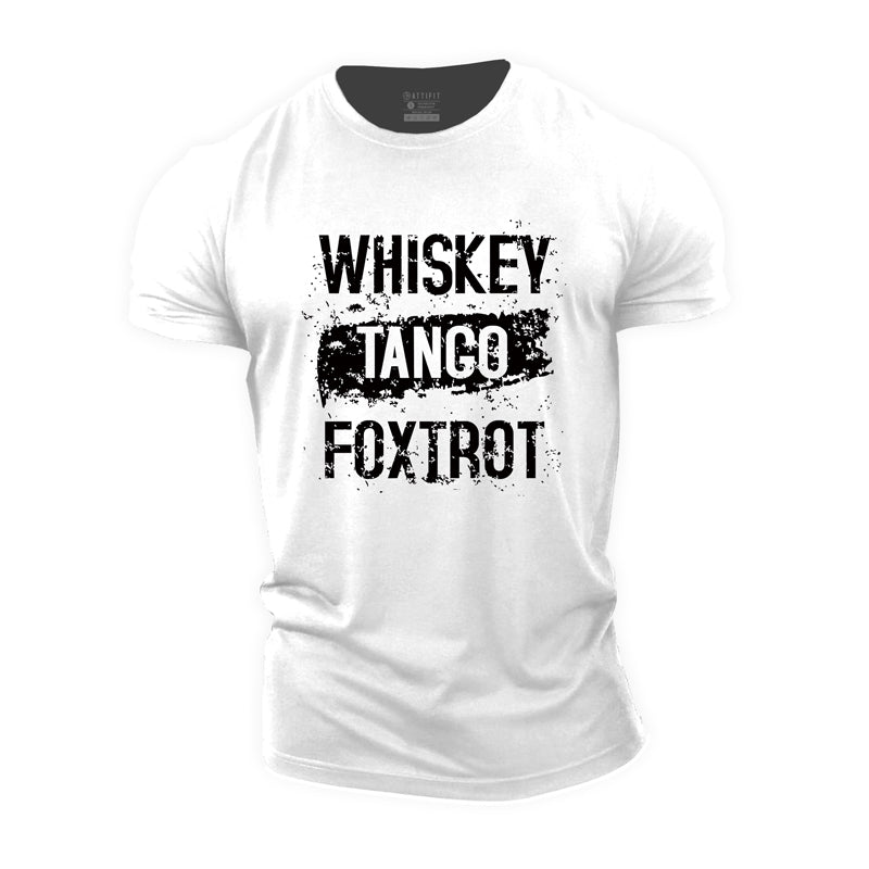 Baumwoll-Whiskey-Tango-Foxtrot-Grafik-Fitness-T-Shirts