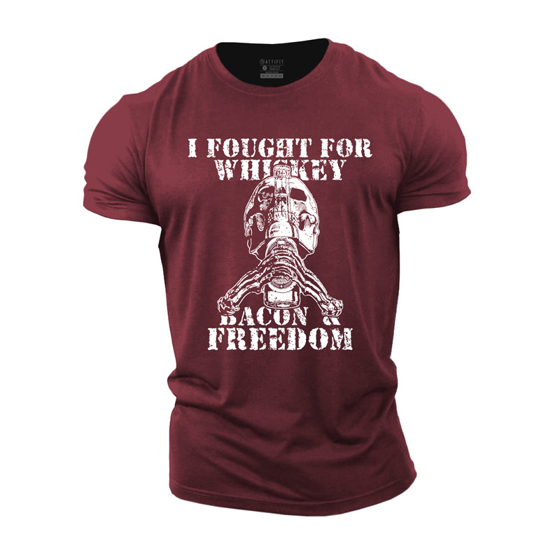 Herren-T-Shirts mit „I Fought For Whiskey“-Grafik aus Baumwolle