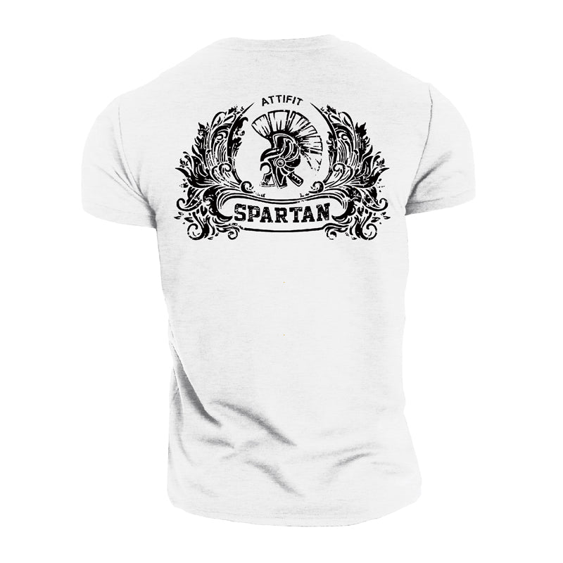 Fitness-T-Shirts mit Spartan Warrior-Grafik aus Baumwolle
