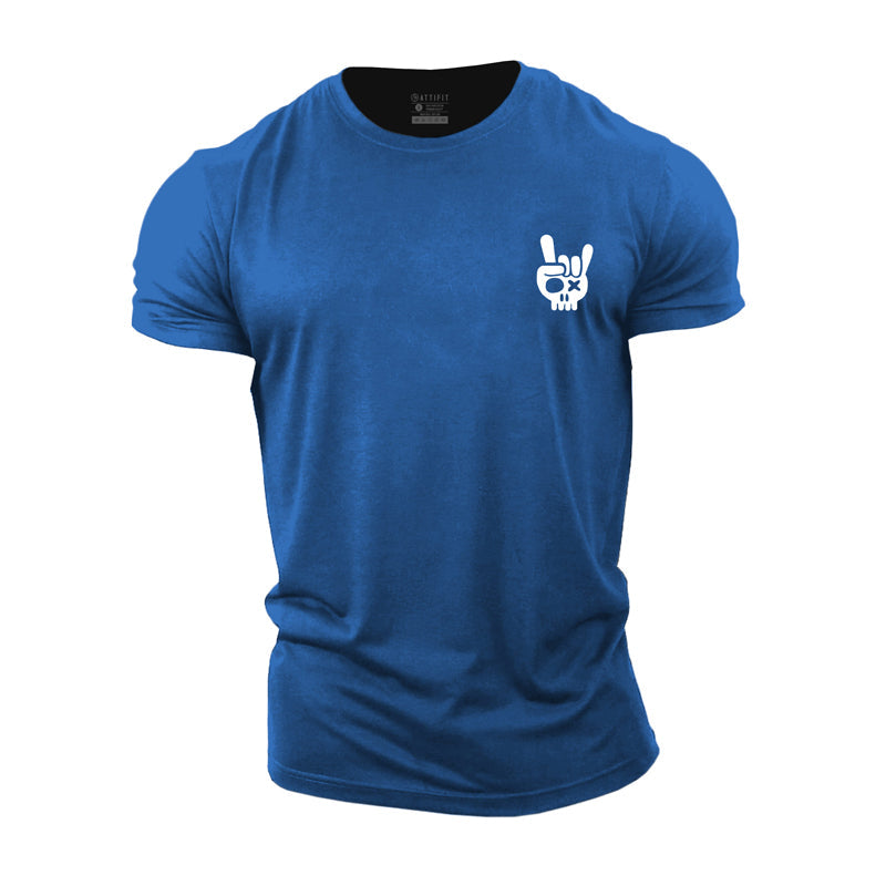 Fitness-T-Shirts für Herren aus Baumwolle mit Rocking Skull-Grafik