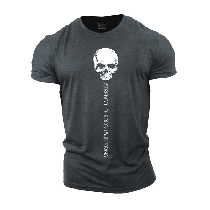 Cotton Skull Strength Graphic Workout Men's T-shirts