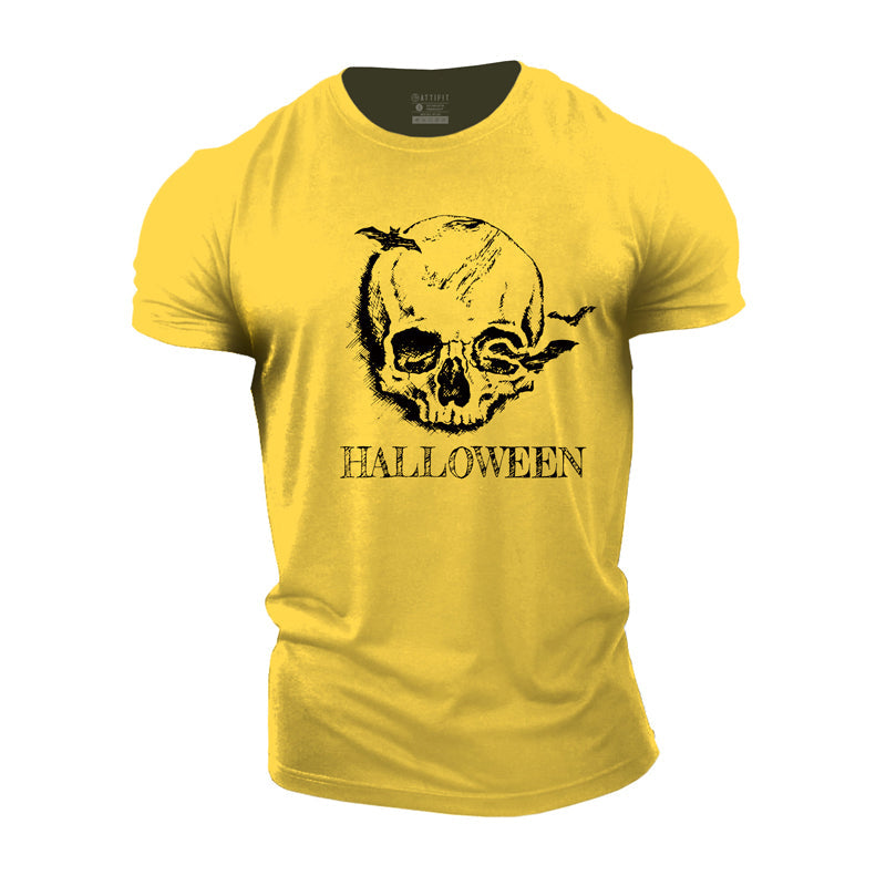 Cotton Halloween Skull Graphic T-shirts