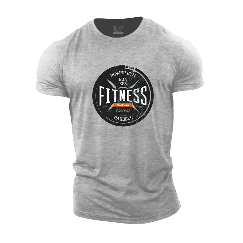 Cotton Fitness Barbell Pattern Graphic T-shirts