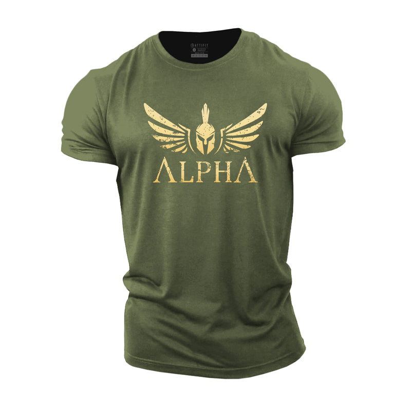 Baumwoll-Alpha-Grafik-T-Shirts für Herren