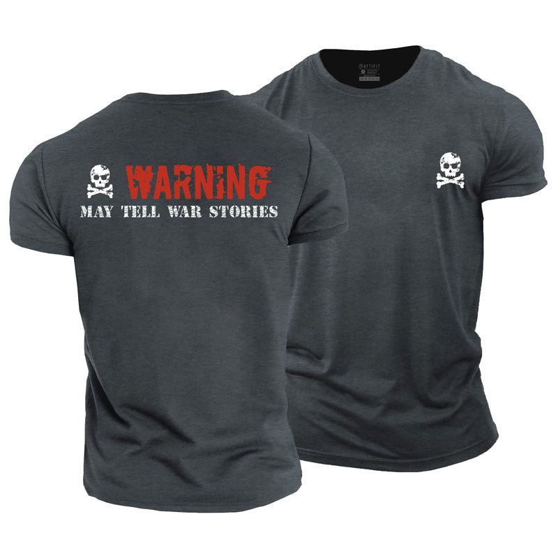 Herren-T-Shirts mit Totenkopf-Warngrafik aus Baumwolle