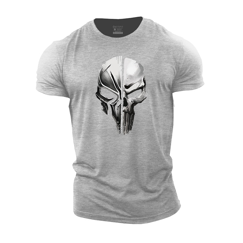 T-shirts pour hommes avec motif de casque de crâne en coton