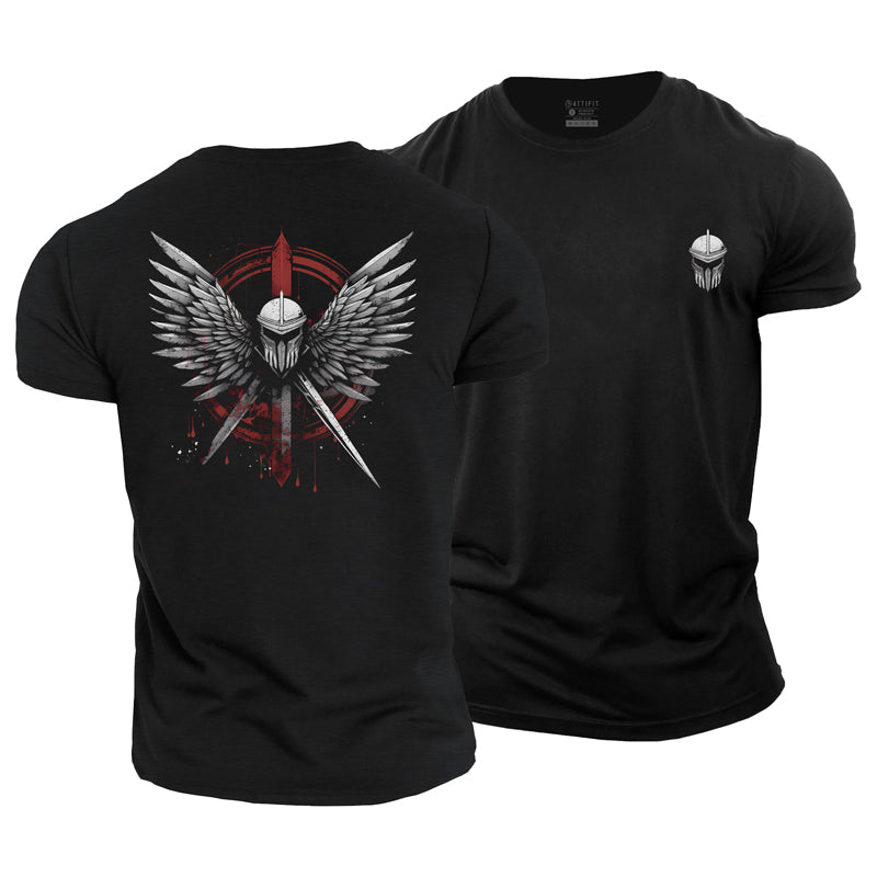 T-shirts en coton avec motif Spartan Wing pour hommes