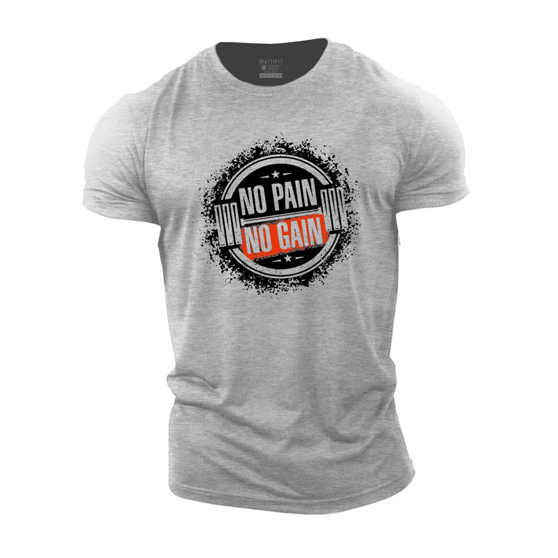 Baumwoll-T-Shirts mit „No Pain No Gain With Barbell“-Grafik