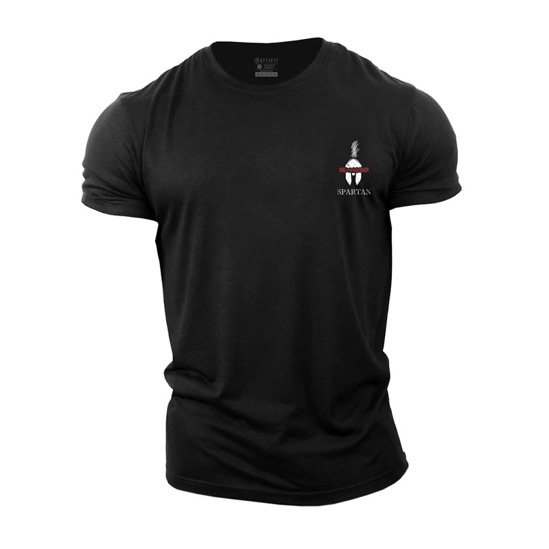 Baumwoll-Spartan-Grafik-Workout-T-Shirts für Herren