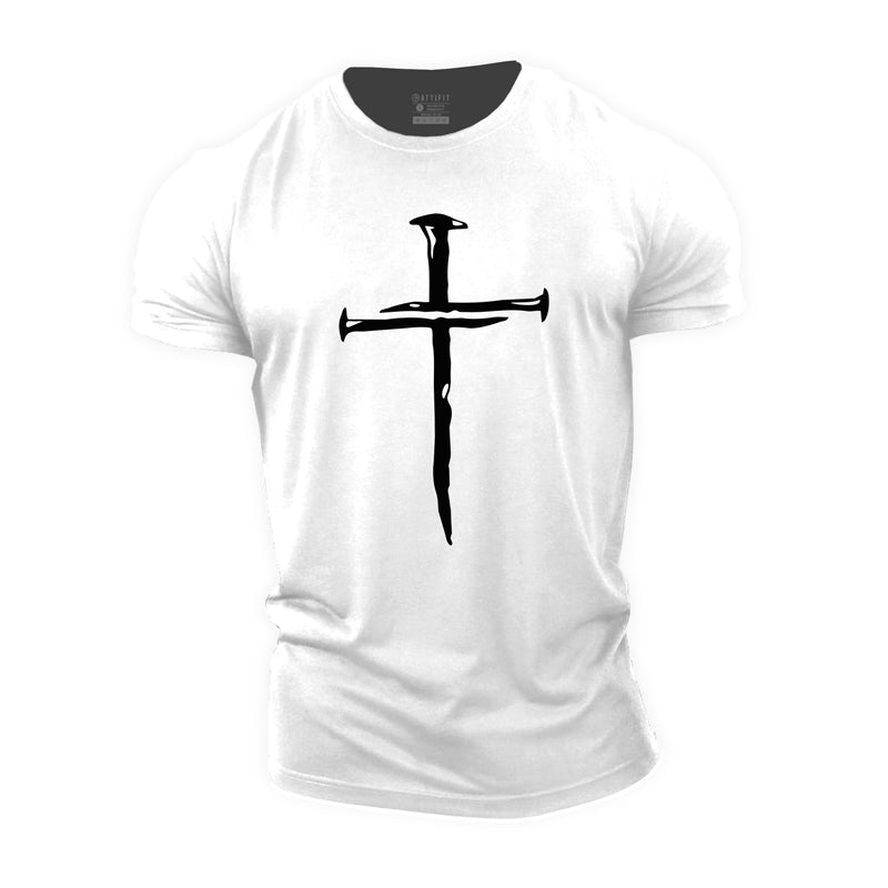 T-shirts graphiques en coton avec croix