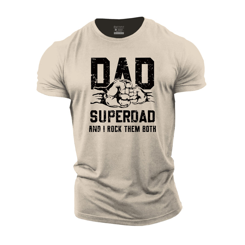 Cotton Super Dad And I Rock Them Both Graphic Men's T-shirts