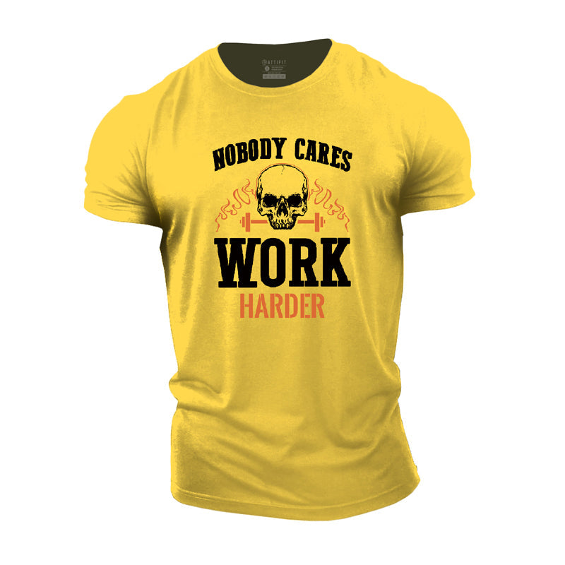 Cotton Skull Work Harder Gym T-shirts