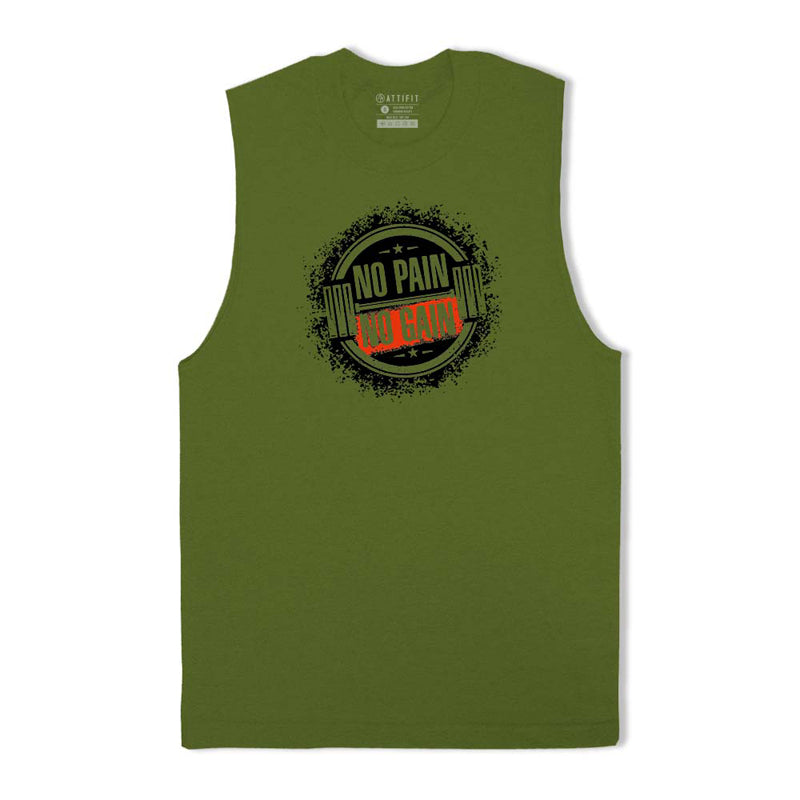 Cotton No Pain No Gain With Barbell Graphic Tank Top