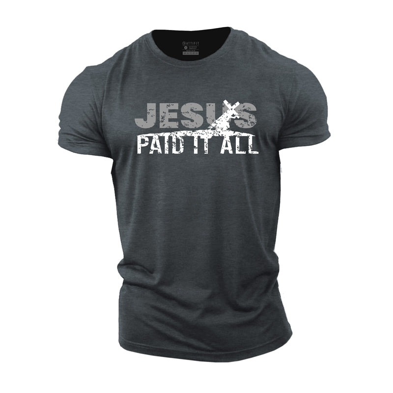 Cotton Jesus Paid It All Graphic Men's T-shirts