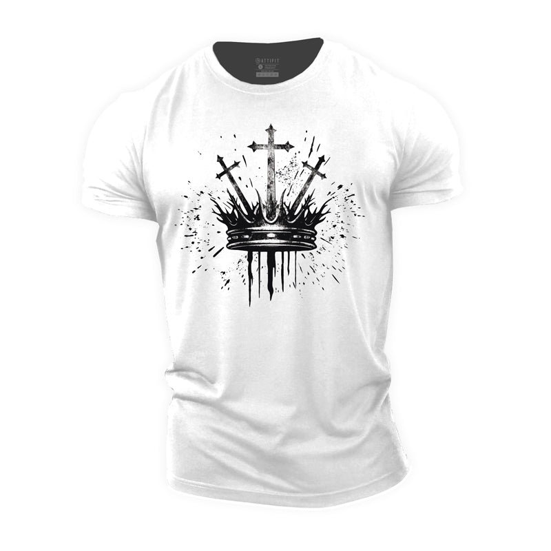 T-shirts de fitness pour hommes en coton Cross Crown Graphic