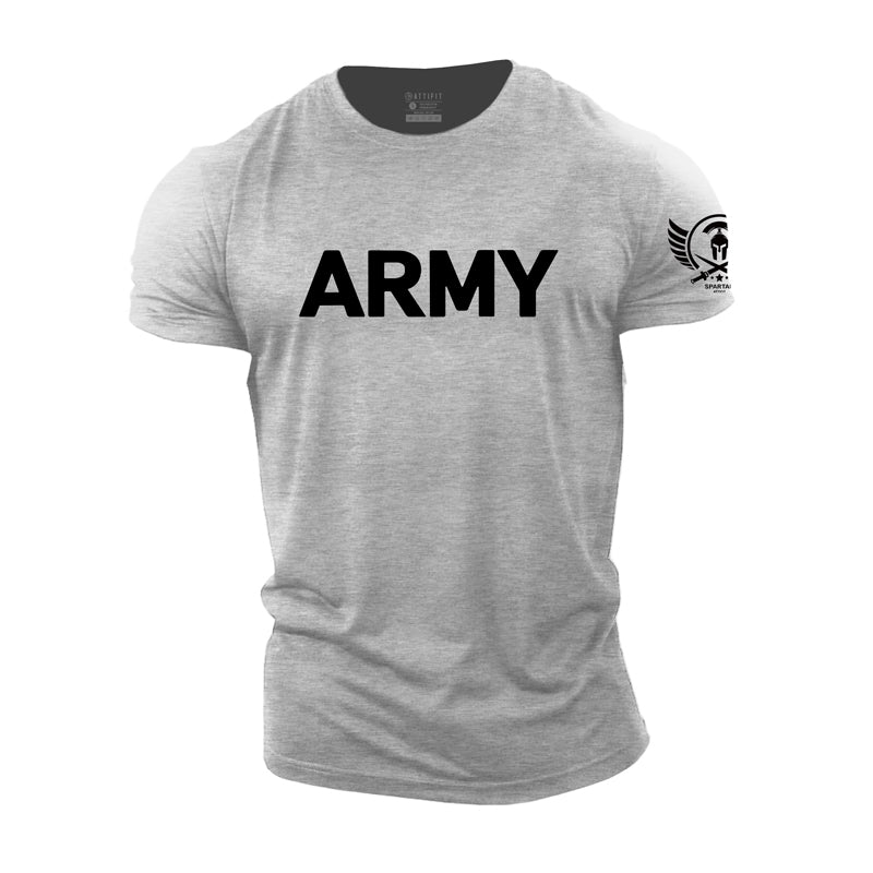 Cotton Men's Retro Army Print Short Sleeve