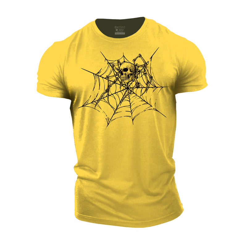 Cotton Skeleton Spider Graphic Men's T-shirts