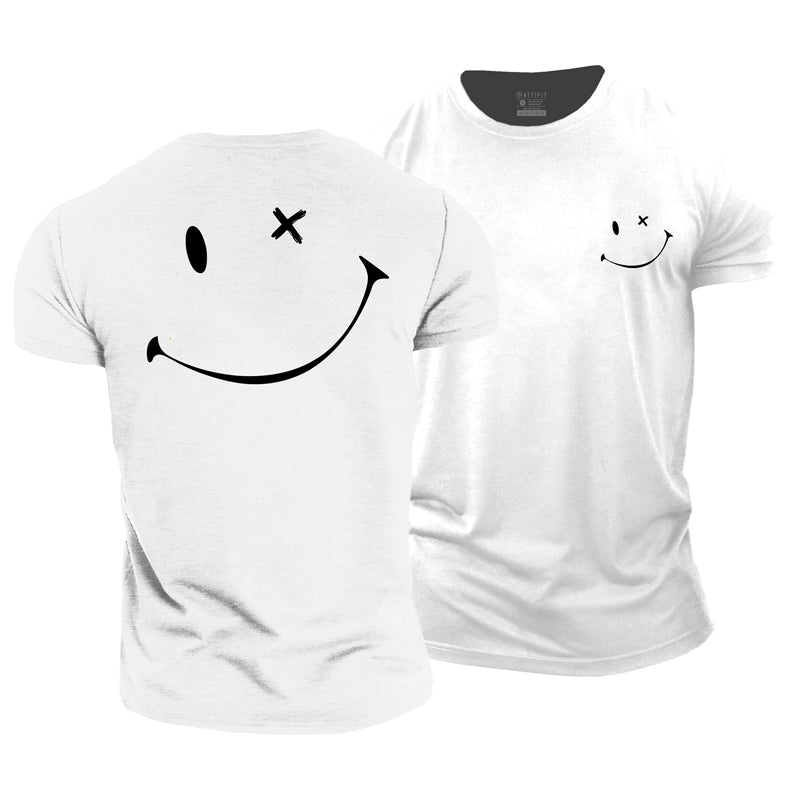 T-shirts en coton à motif Happy Face pour hommes