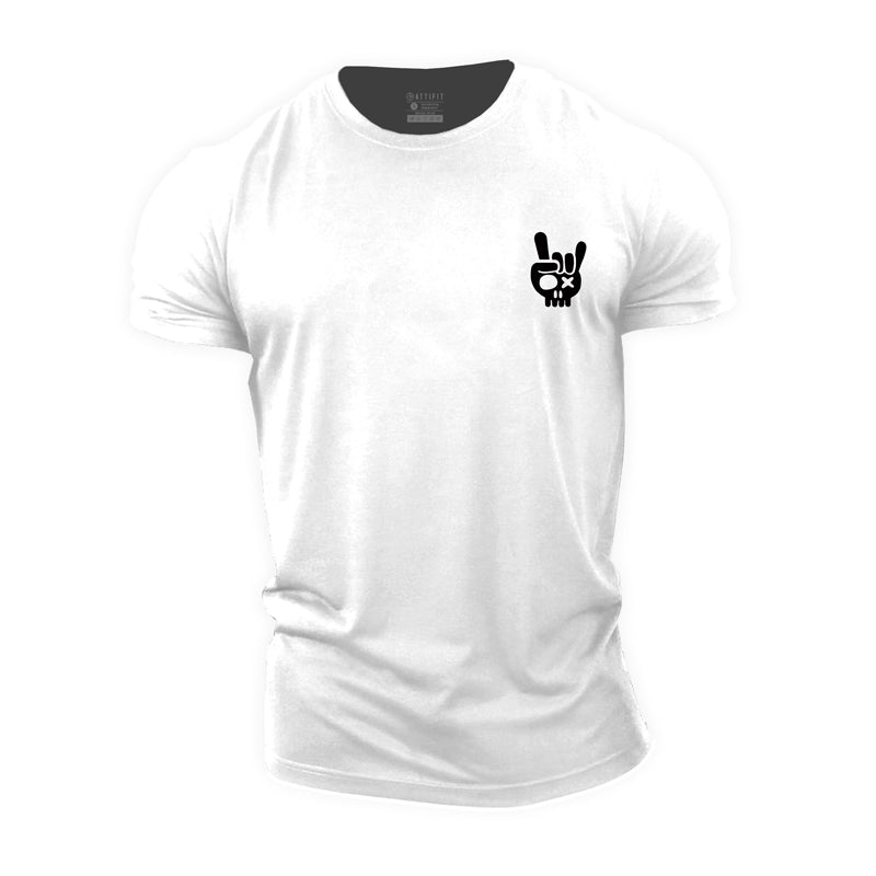 Cotton Rocking Skull Graphic Fitness Men's T-shirts