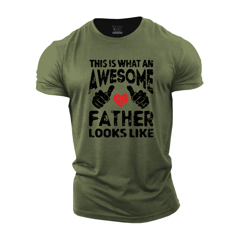 Cotton Awesome Father Graphic Men's T-shirts