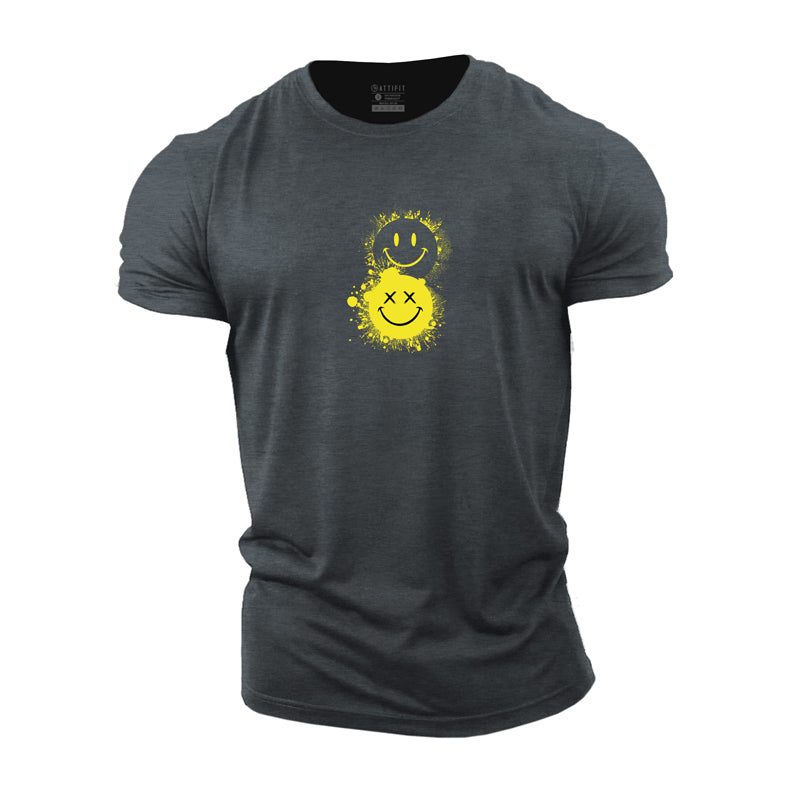 T-shirts pour hommes en coton avec visage souriant