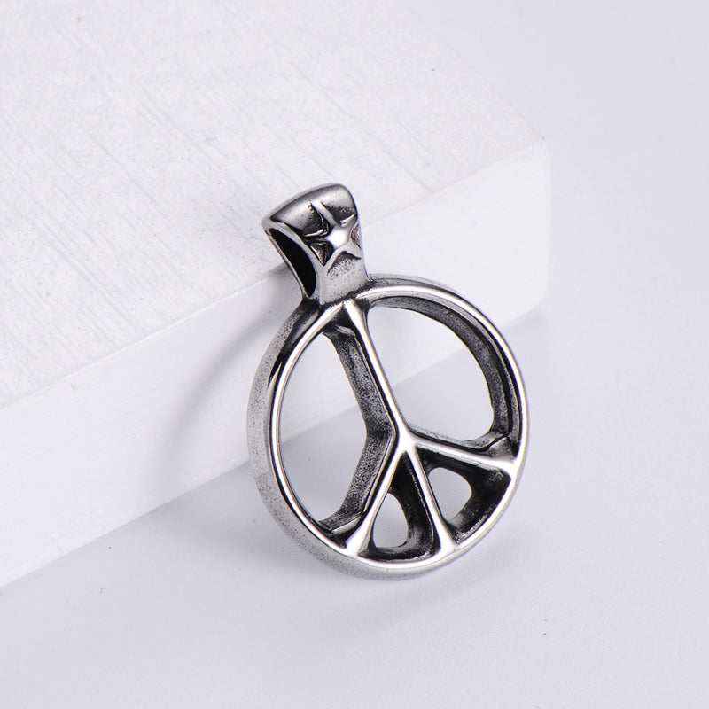 Titanium Steel Peace Sign Love Hippie Pendant